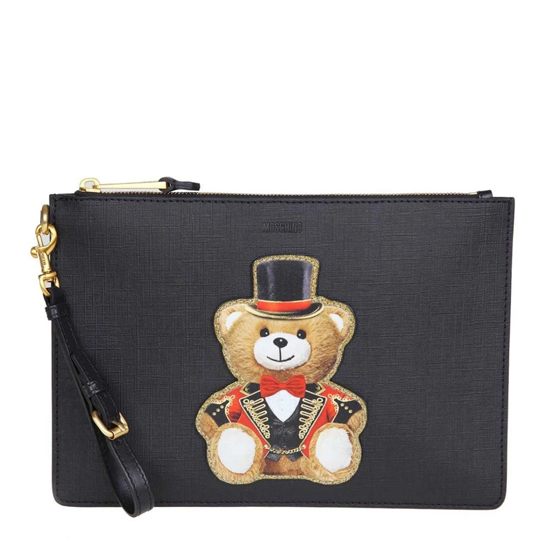 商品Moschino|MOSCHINO 莫斯奇诺 女士黑色手拿包 8429-8210-1555,价格¥1647,第1张图片