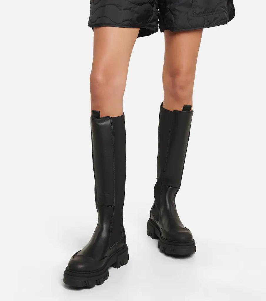 商品Ganni|Leather knee-high boots,价格¥3695,第6张图片详细描述