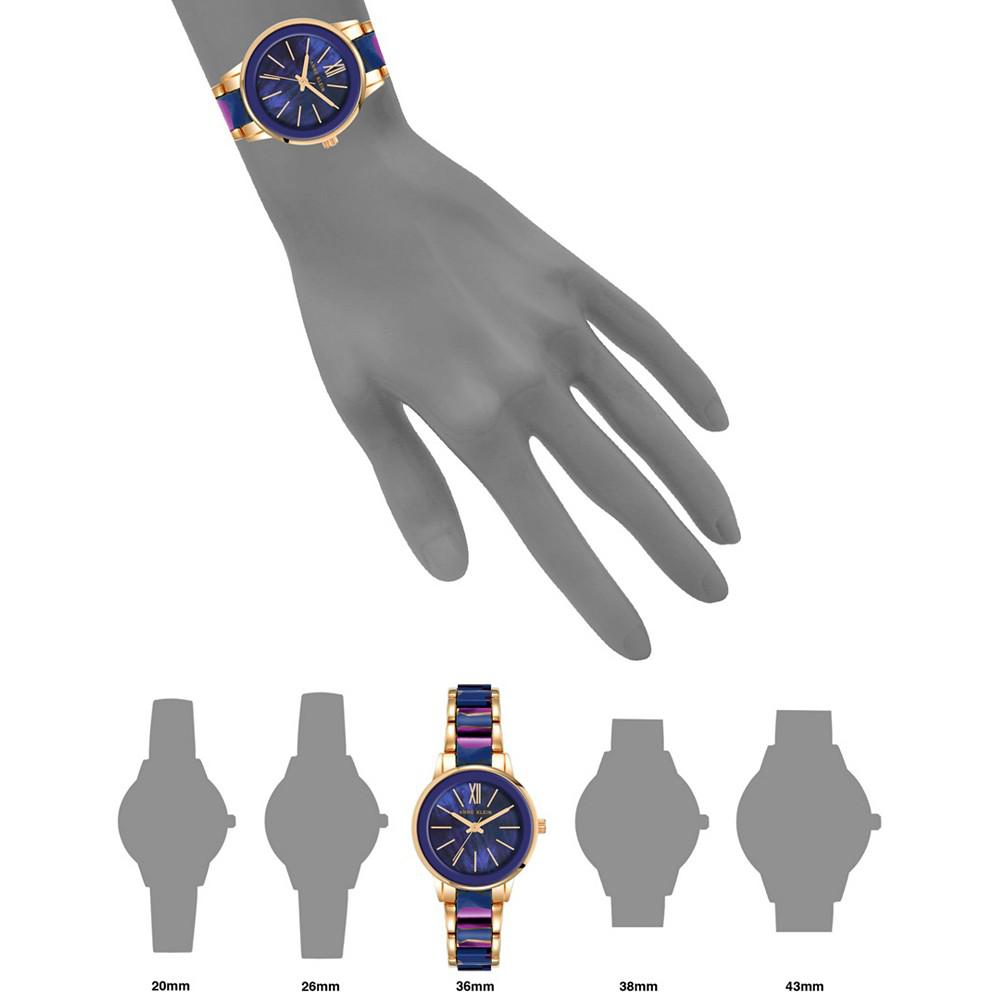 Women's Three-Hand Quartz Rose Gold-Tone Alloy with Navy and Purple Resin Bracelet Watch, 32mm商品第4张图片规格展示