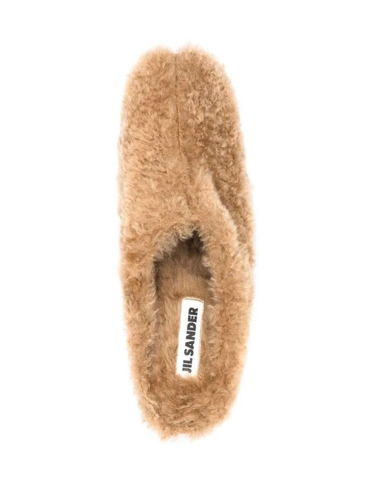 商品Jil Sander|Camel Brown Square Heel Mule in Shearling Woman Jil Sander,价格¥3042,第3张图片详细描述