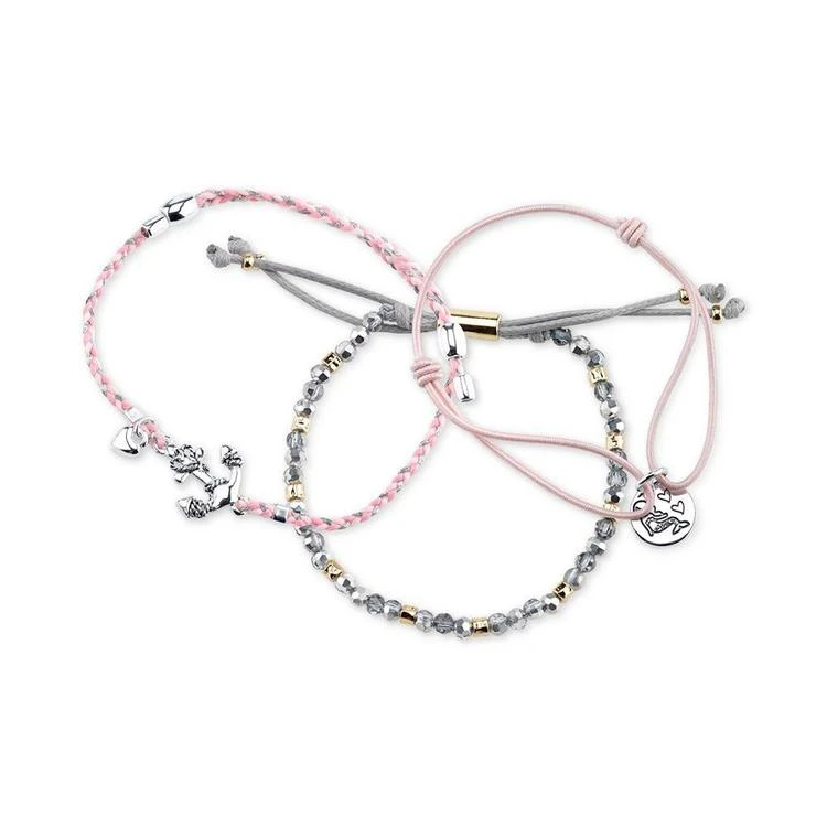 商品Unwritten|3-Pc. Set Two-Tone Mermaid & Anchor Pink Cord Adjustable Bracelets,价格¥103,第2张图片详细描述