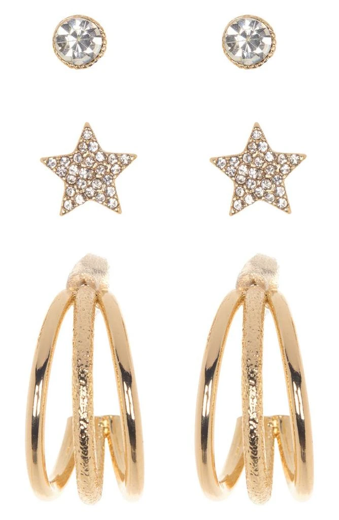 商品Loren Olivia|Round Stud, Pavé Star, & Huggie Earrings Set,价格¥51,第1张图片