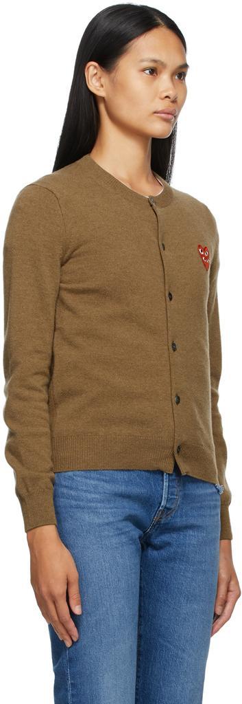 商品Comme des Garcons|Brown Wool Layered Double Heart Cardigan,价格¥2595,第4张图片详细描述