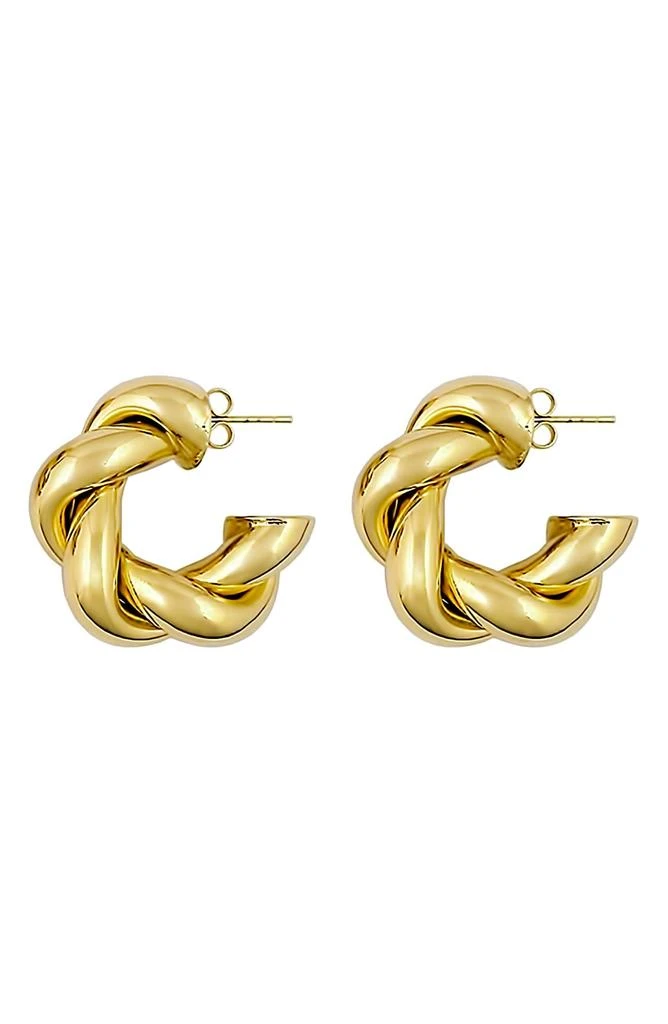 商品Gabi Rielle|14K Gold Plated Sterling Silver Love Knot Tube 19mm Hoop Earrings,价格¥538,第1张图片