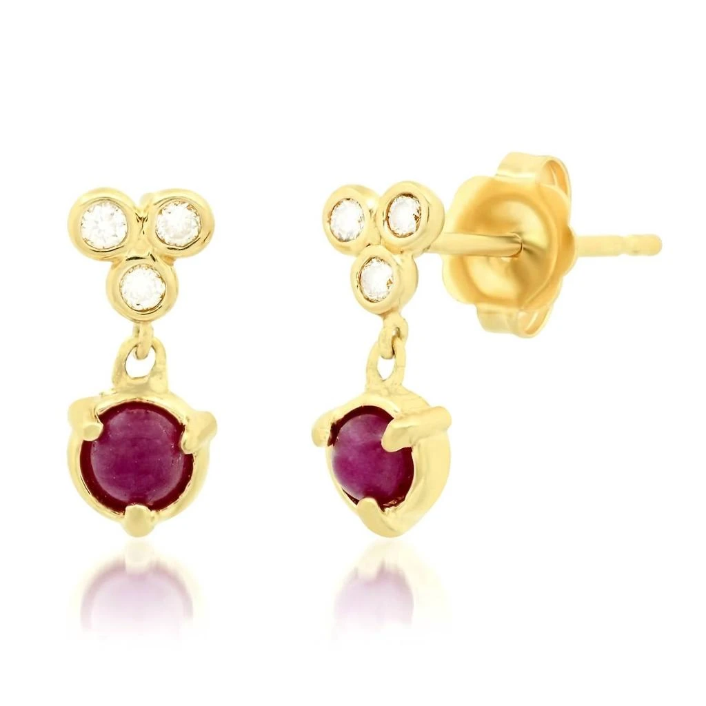 商品Elliot Young|Women's "claw" Bezel Drop 14K Stud Earring In Ruby,价格¥2957,第1张图片