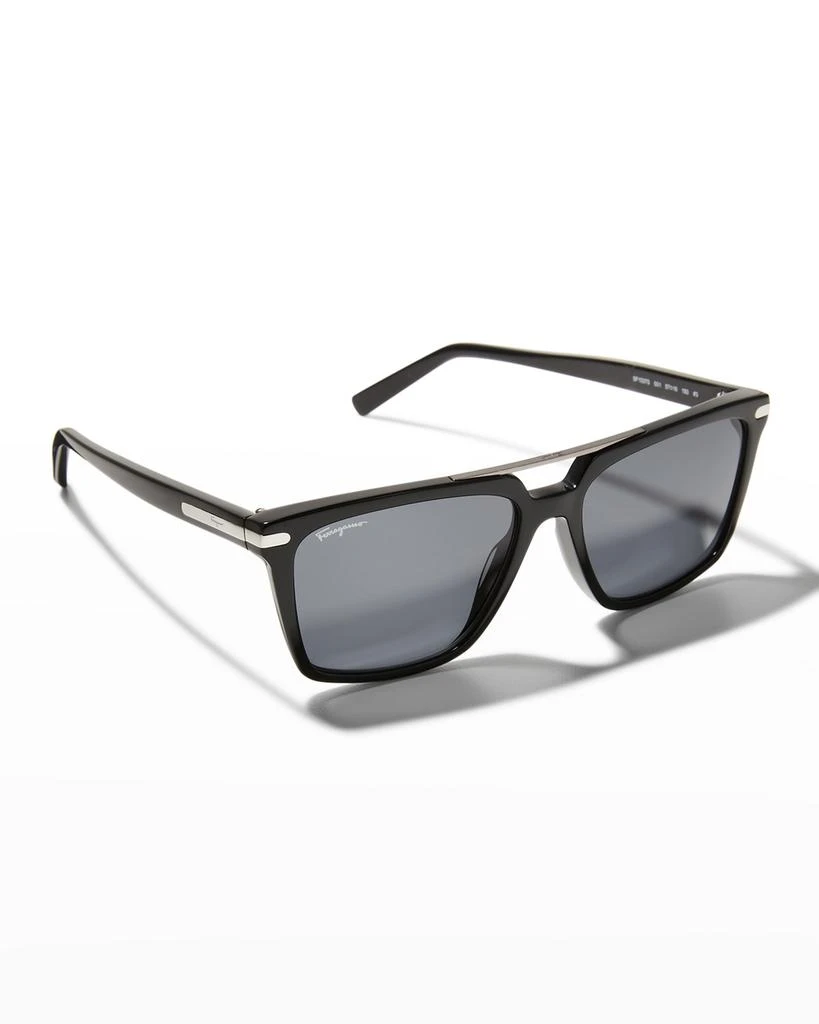 商品Salvatore Ferragamo|Men's Classic Logo Double-Bridge Square Sunglasses,价格¥2549,第1张图片