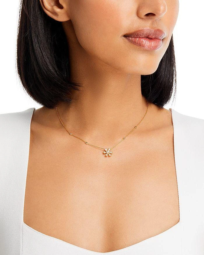 商品Bloomingdale's|Diamond Flower Pendant Necklace in 14K Yellow Gold, 0.50 ct. t.w.,价格¥10783,第2张图片详细描述