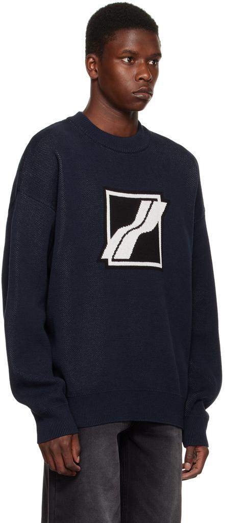 商品We11done|Navy Jacquard Sweater,价格¥1628,第4张图片详细描述