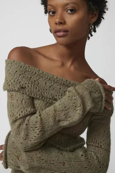 商品Urban Outfitters|UO Distressed Off-The-Shoulder Sweater,价格¥153,第2张图片详细描述