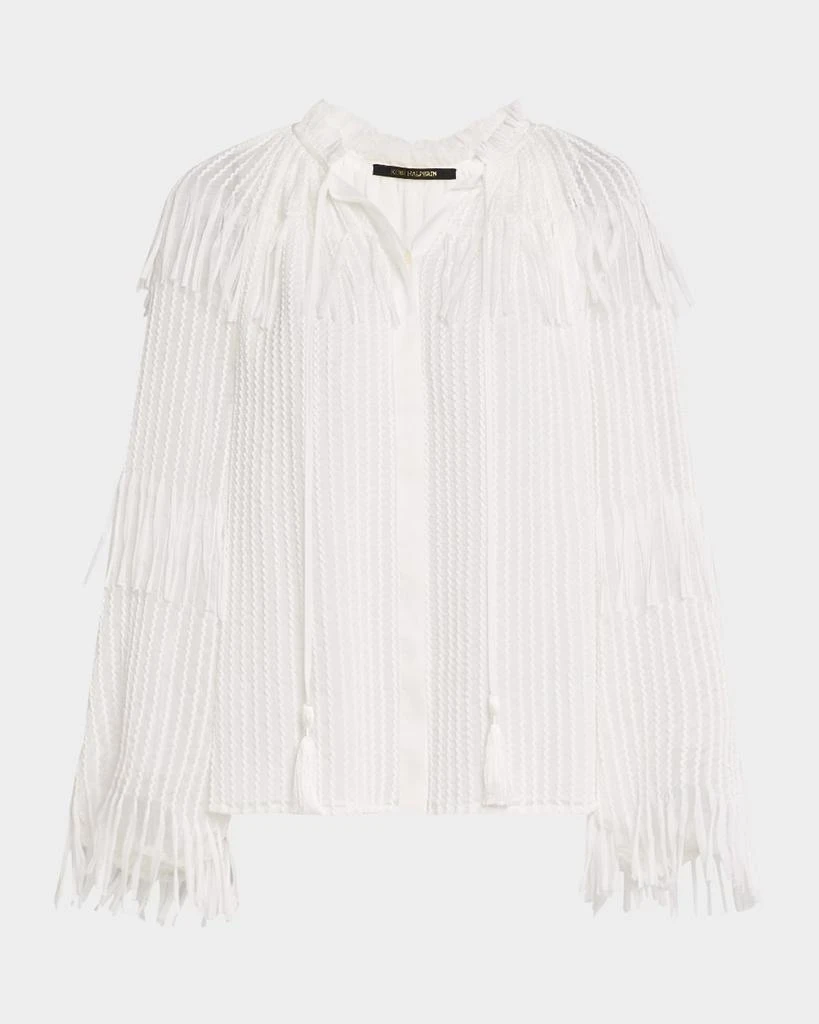 商品Kobi Halperin|Poppi Tie-Neck Fringe Chiffon Blouse,价格¥1690,第1张图片