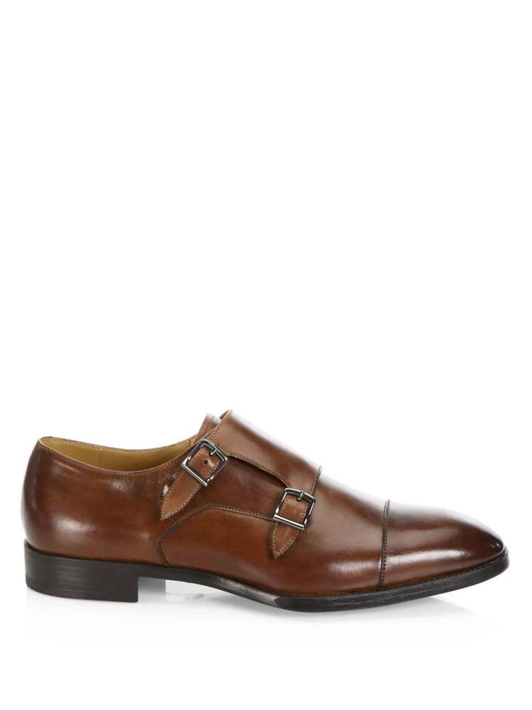 商品Giorgio Armani|Cap Toe Double Monk Leather Oxfords,价格¥5208,第5张图片详细描述