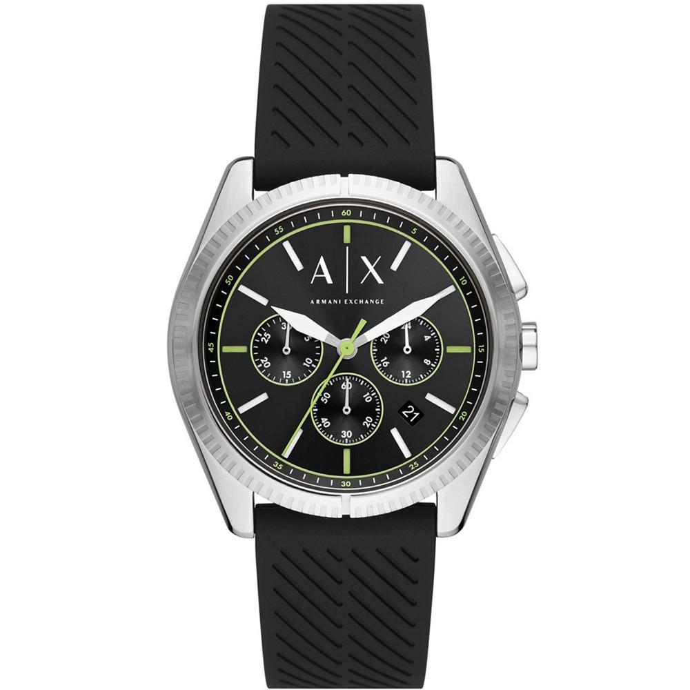 Men's Chronograph Black Silicone Strap Watch 43mm商品第1张图片规格展示