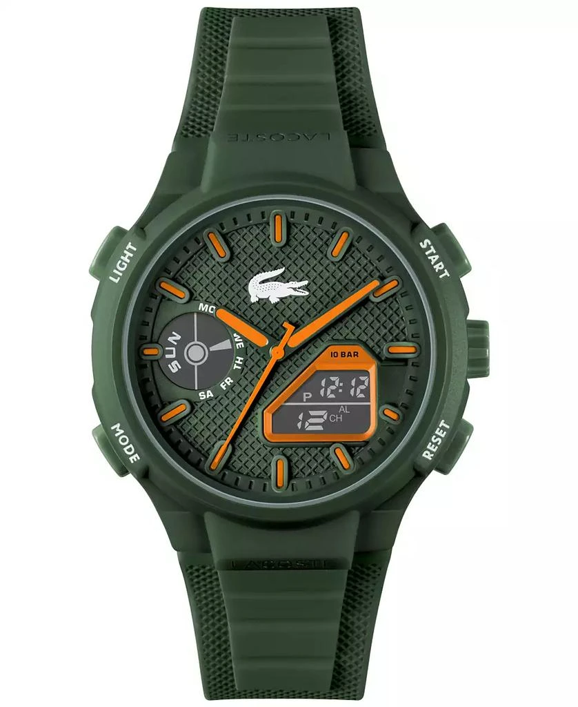 商品Lacoste|Men's LC33 Khaki Silicone Strap Watch 45mm,价格¥711,第1张图片