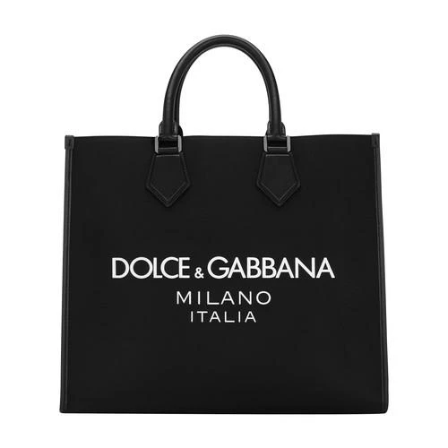 商品Dolce & Gabbana|【特惠8.7折】包邮包税【预售7天发货】 DOLCE & GABBANA 男士 手提包 大号橡胶徽标尼龙购物包  DXGGQ722BCK,价格¥12985,第1张图片