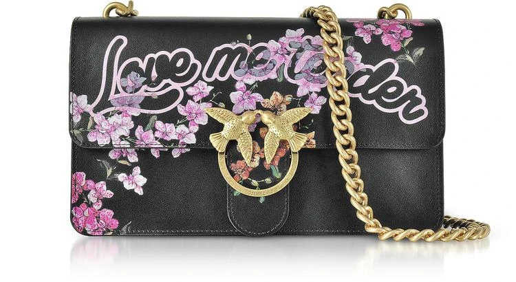 商品PINKO|Pinko Love Me Tender 花卉黑色生态皮革单肩包,价格¥1962,第1张图片