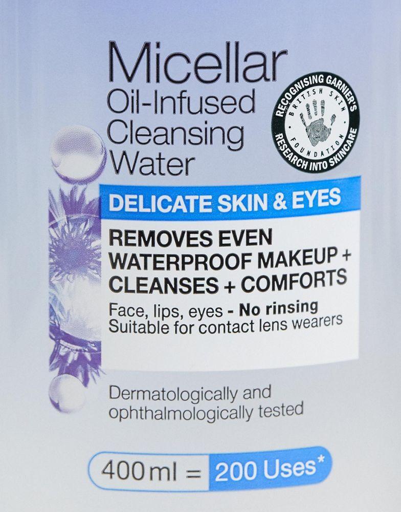商品Garnier|Garnier Micellar Oil Infused Cleansing Water Delicate Skin and Eyes 400ml RRP £6.99,价格¥41,第4张图片详细描述
