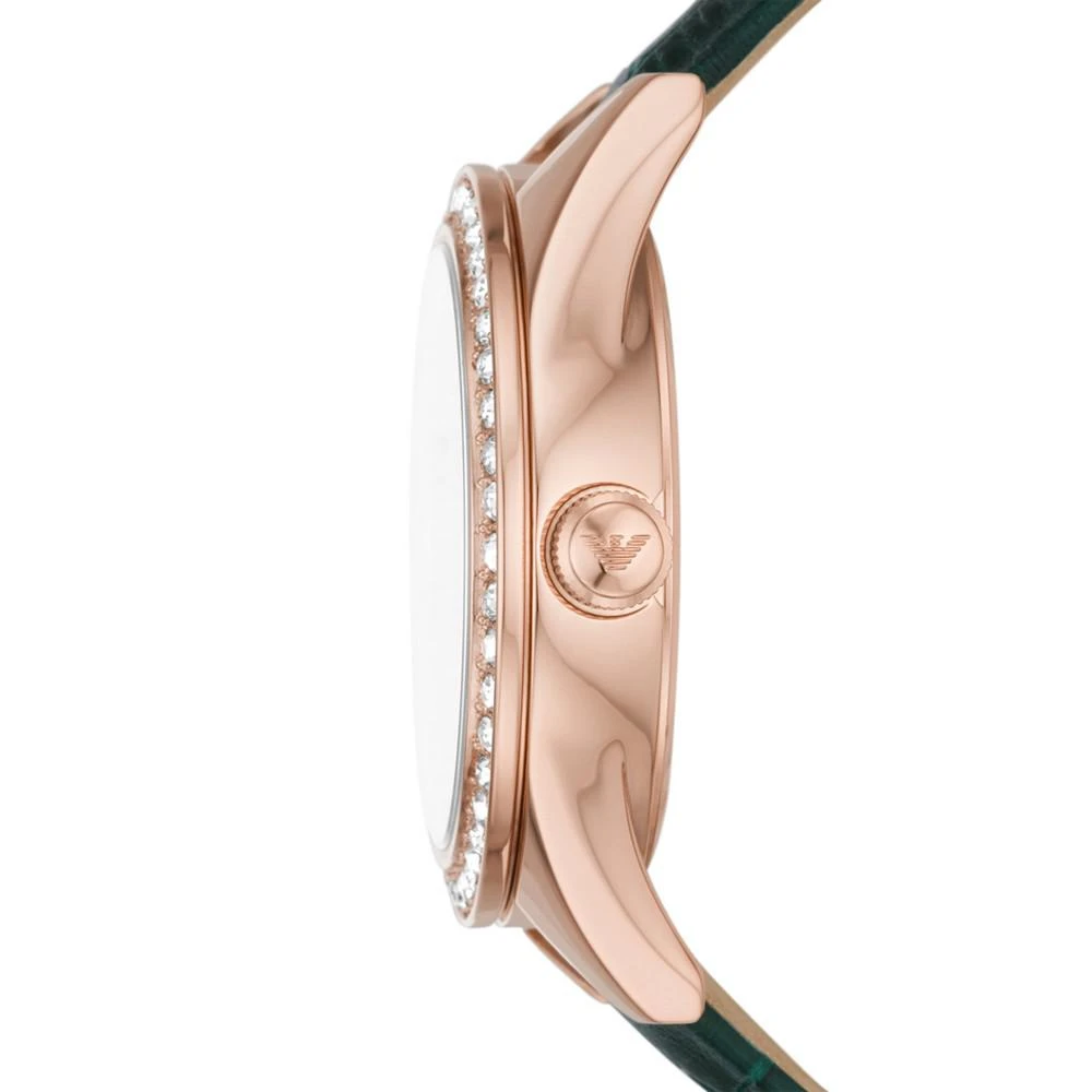 商品Emporio Armani|Women's Green Leather Strap Watch 36mm,价格¥1834,第2张图片详细描述