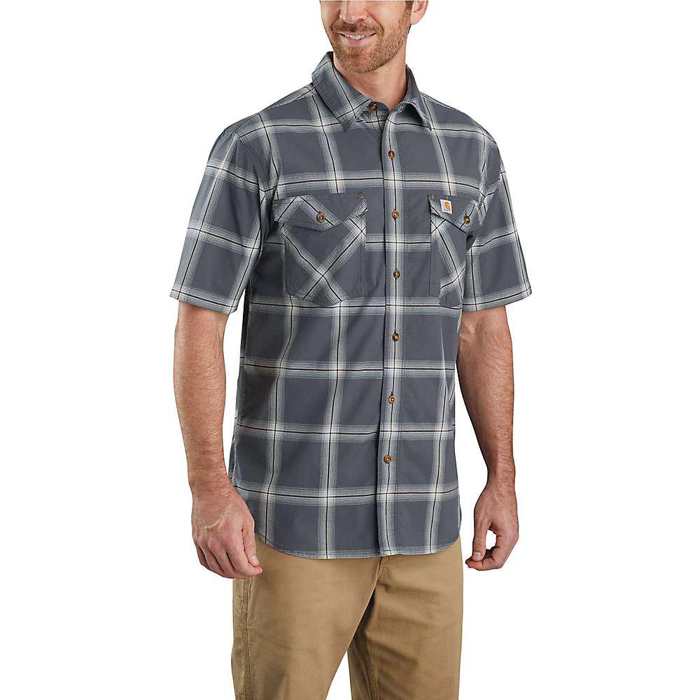 Men's Rugged Flex Relaxed-Fit Lightweight SS Button-Front Plaid Shirt商品第2张图片规格展示