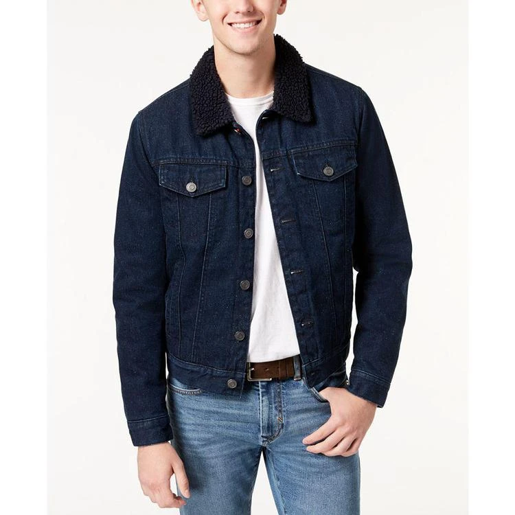 商品Tommy Hilfiger|Men's Midnight Denim Faux Sherpa Jacket,价格¥441,第1张图片