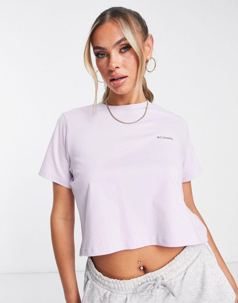 Columbia Unionville back print cropped t-shirt in lilac Exclusive at ASOS商品第2张图片规格展示