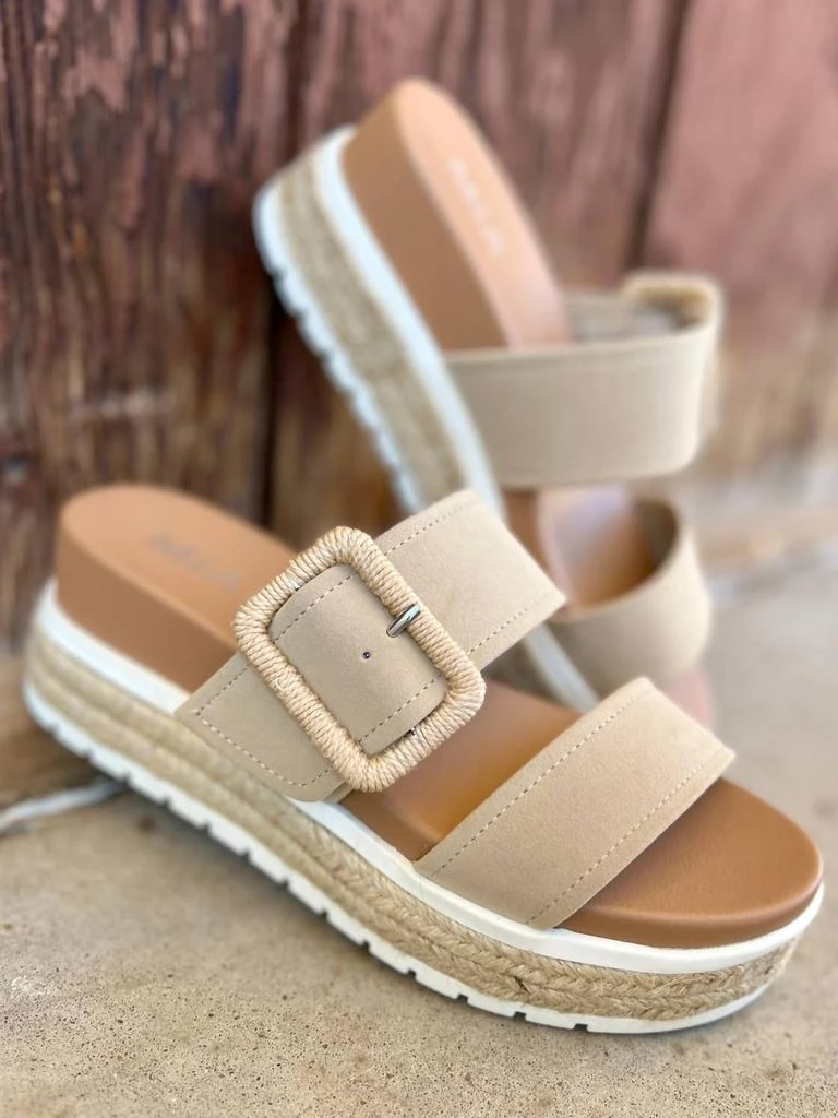 商品MIA|Suede Raffia Platform Sandals,价格¥380,第1张图片