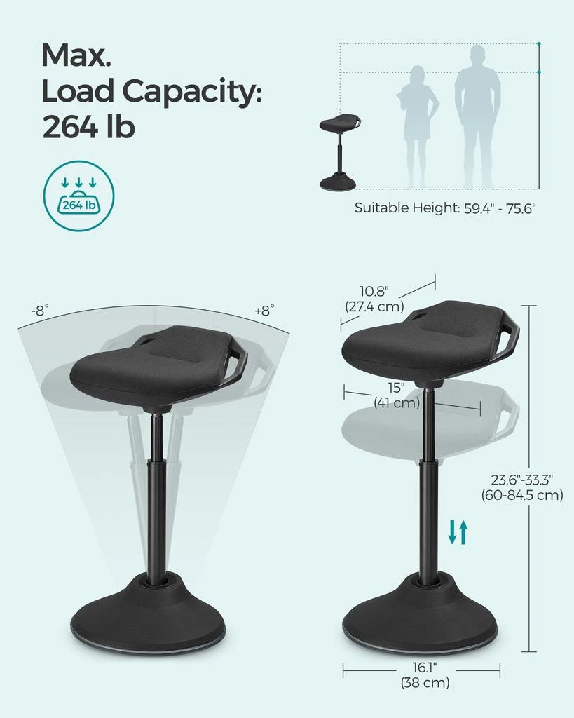 商品Hivvago|Adjustable Standing Desk Chair,价格¥1971,第4张图片详细描述