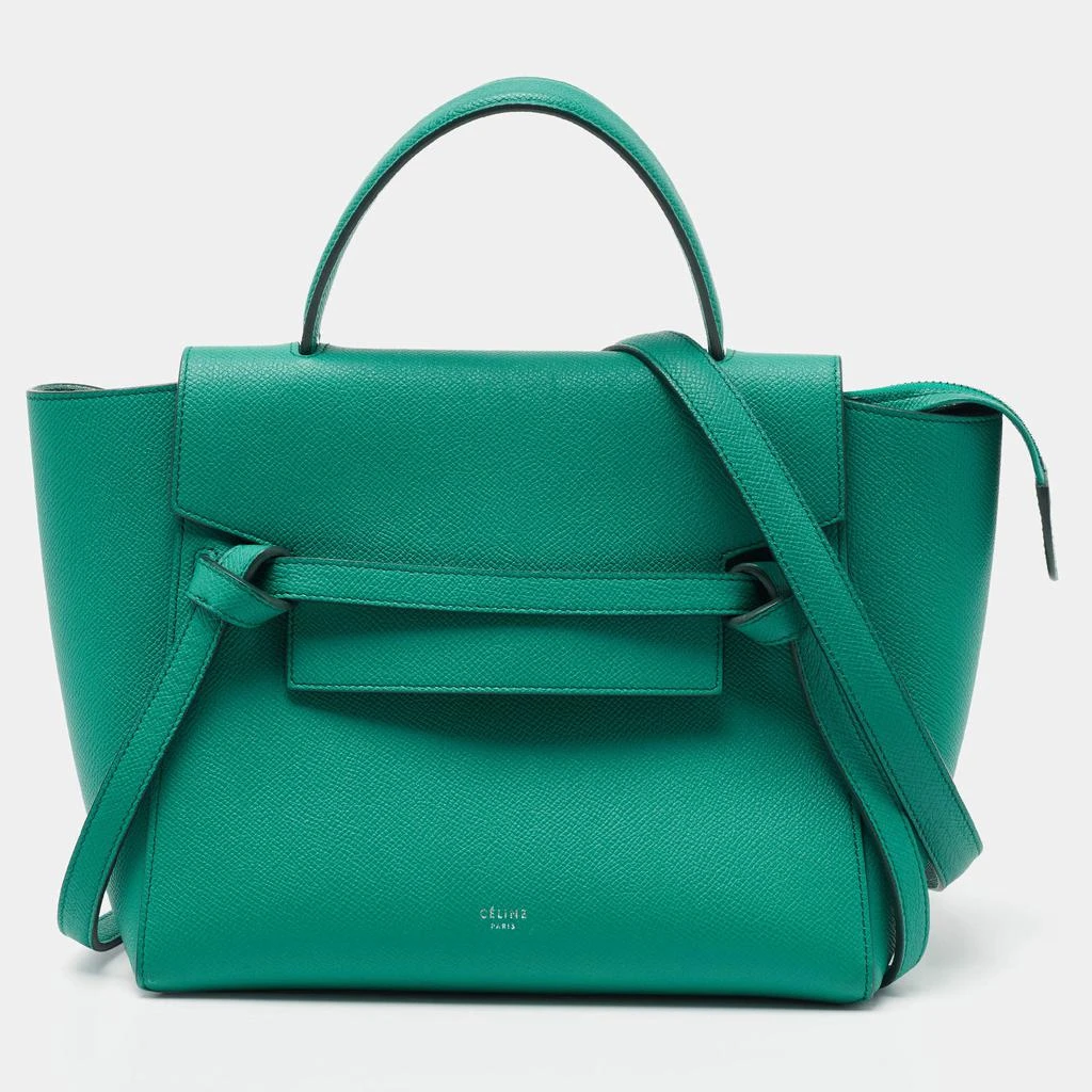 商品[二手商品] Celine|Celine Green Leather Micro Belt Top Handle Bag,价格¥8183,第1张图片