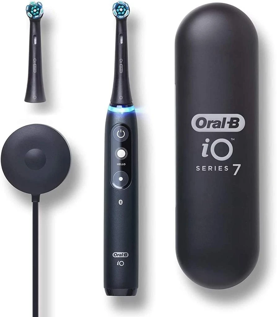 商品Oral-B|Oral-B iO Series 7 Electric Toothbrush with 2 Replacement Brush Heads, Black Onyx,价格¥1614,第1张图片