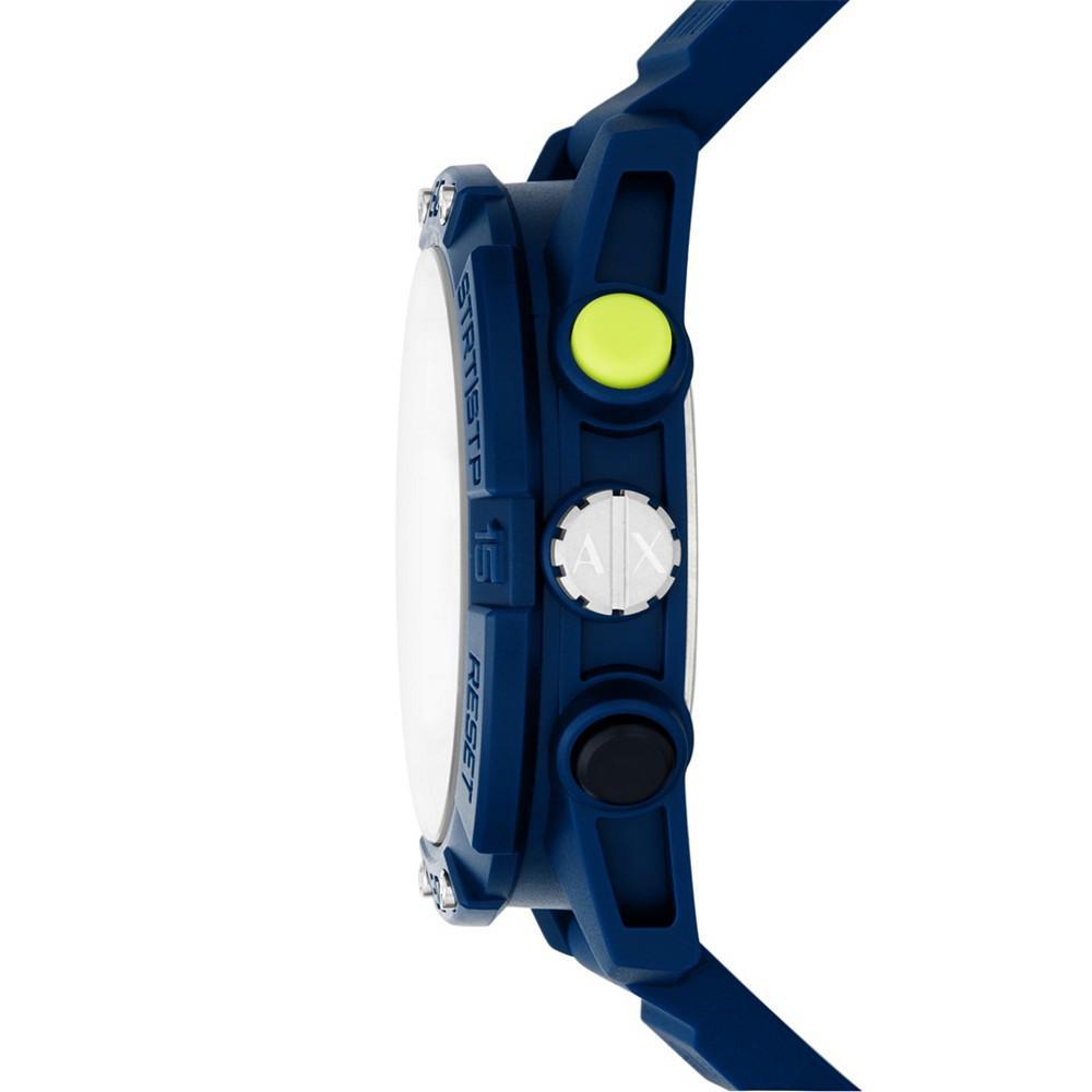 商品Armani Exchange|Men's Analog-Digital Blue Silicone Strap Watch,价格¥1101,第4张图片详细描述