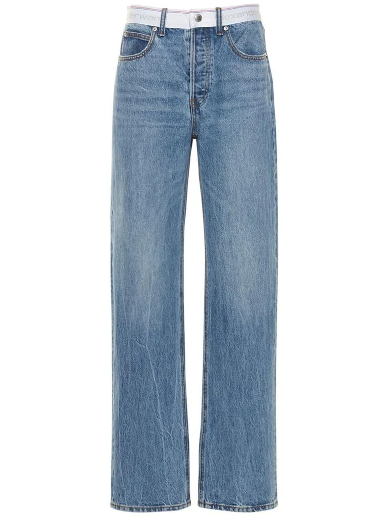 商品Alexander Wang|Logo Webbing Mid Rise Cotton Jeans,价格¥2119,第1张图片