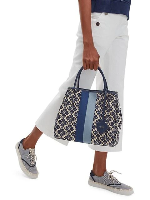 商品Kate Spade|Medium Flower Jacquard Stripe Tote,价格¥2695,第3张图片详细描述