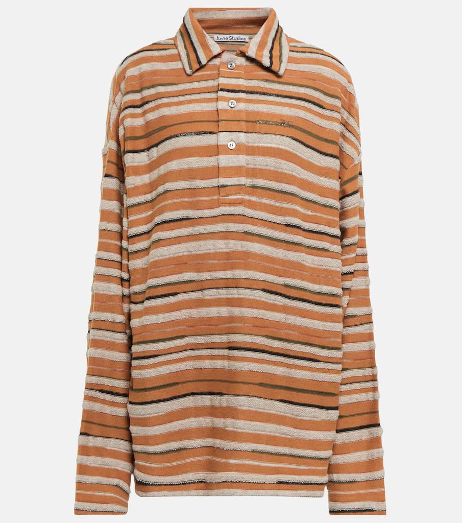 Striped cotton-blend polo shirt商品第1张图片规格展示