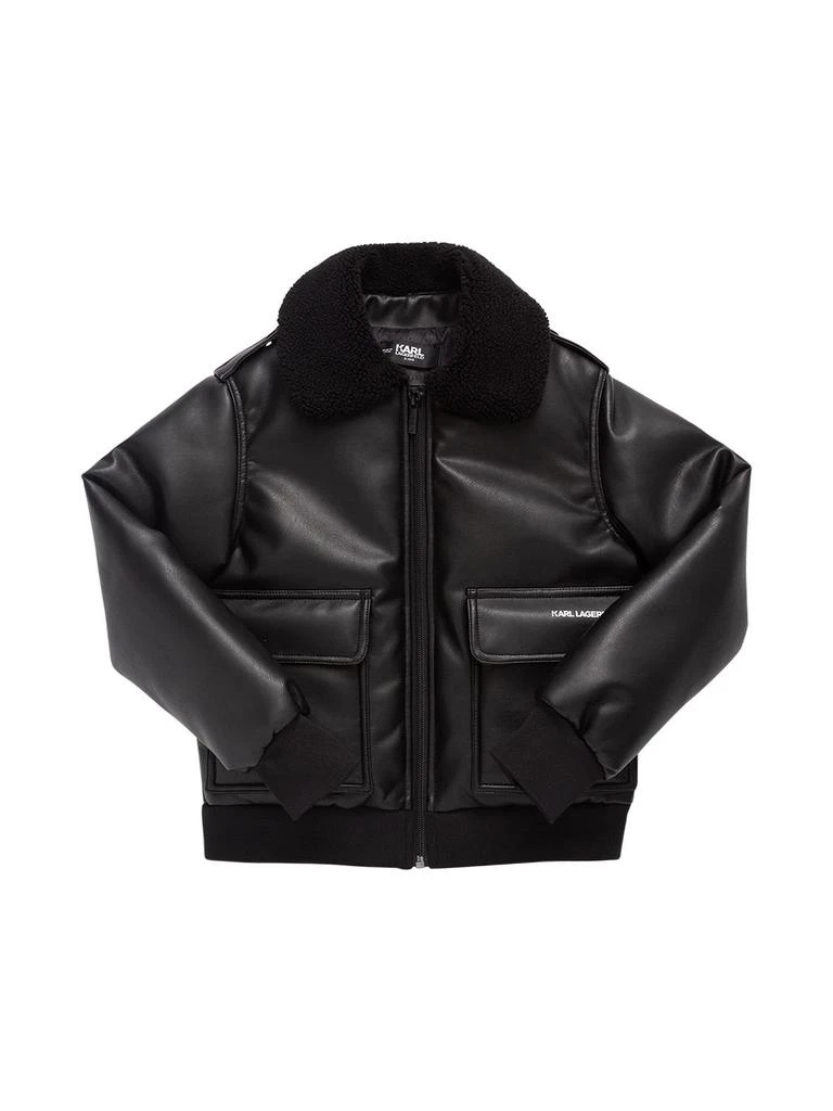 商品Karl Lagerfeld Paris|Printed Faux Leather Jacket W/logo,价格¥1810,第1张图片详细描述
