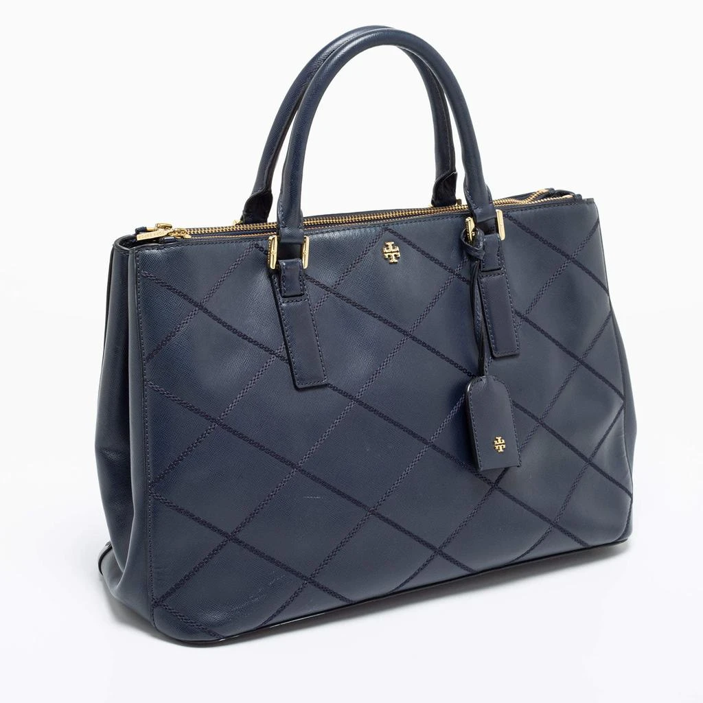 商品[二手商品] Tory Burch|Tory Burch Navy Blue Wild Stitch Quilted Leather Robinson Double Zip Tote,价格¥2405,第3张图片详细描述