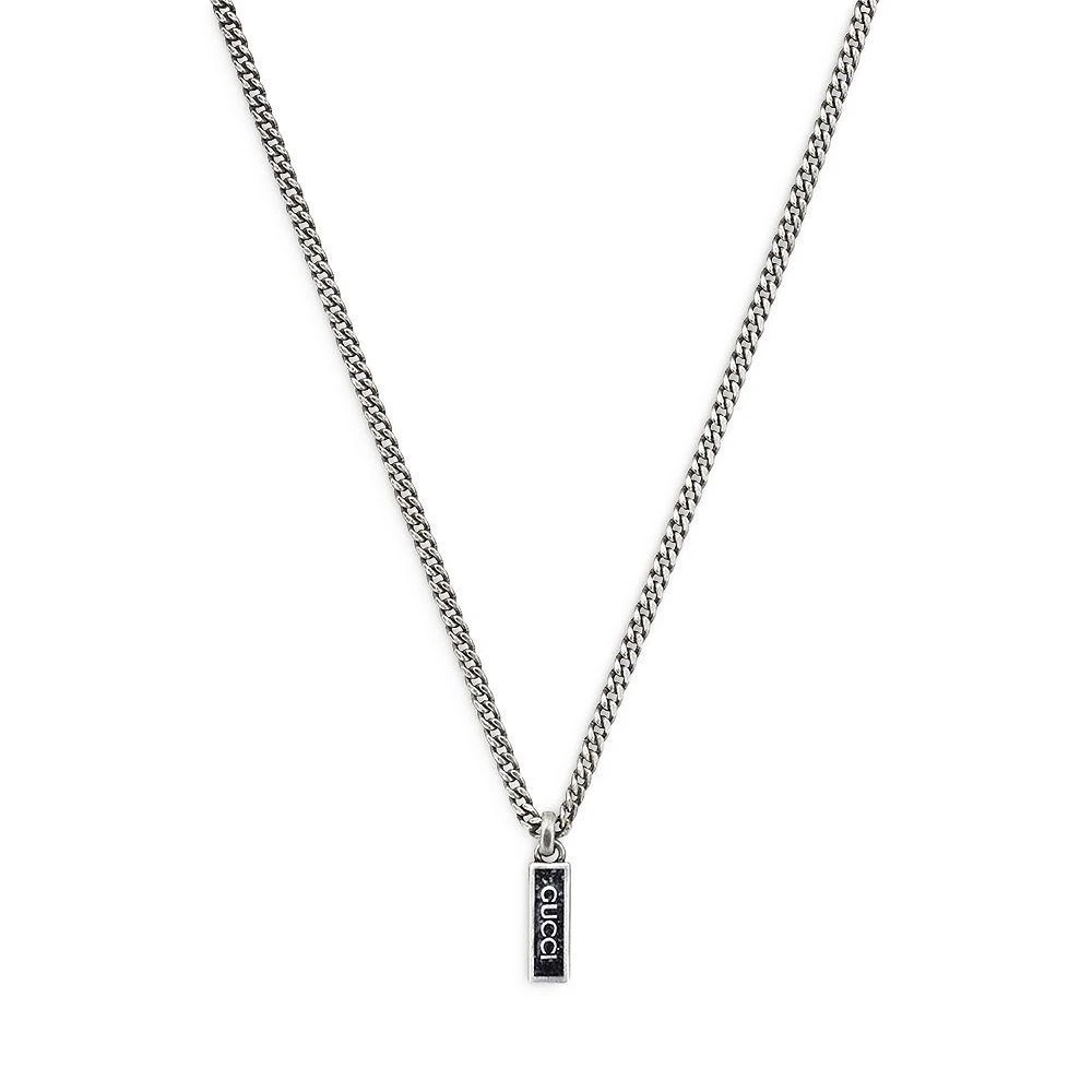 商品Gucci|Sterling Silver Curb Chain Tag Pendant Necklace, 19.6",价格¥4744,第1张图片