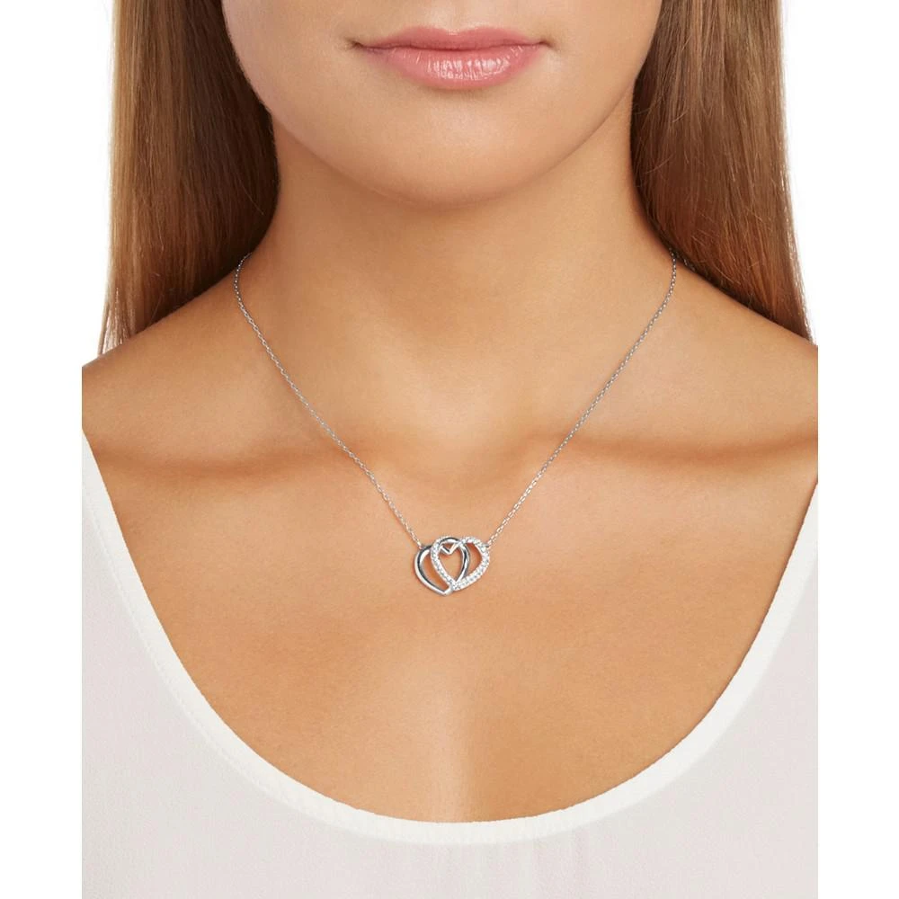 商品Swarovski|Silver-Tone Pavé Entwined Hearts Pendant Necklace,价格¥744,第3张图片详细描述