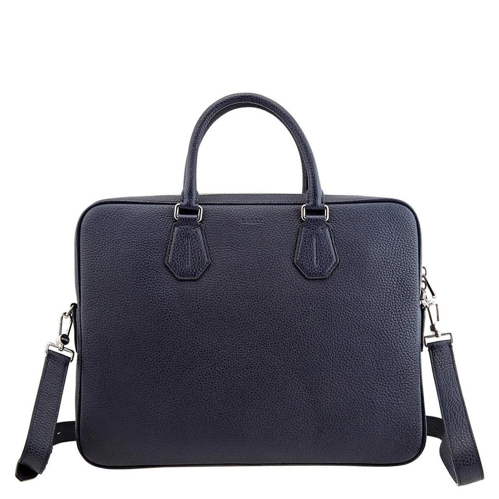商品Bally|Staz Textured Navy Blue Leather Business Bag,价格¥5248,第1张图片