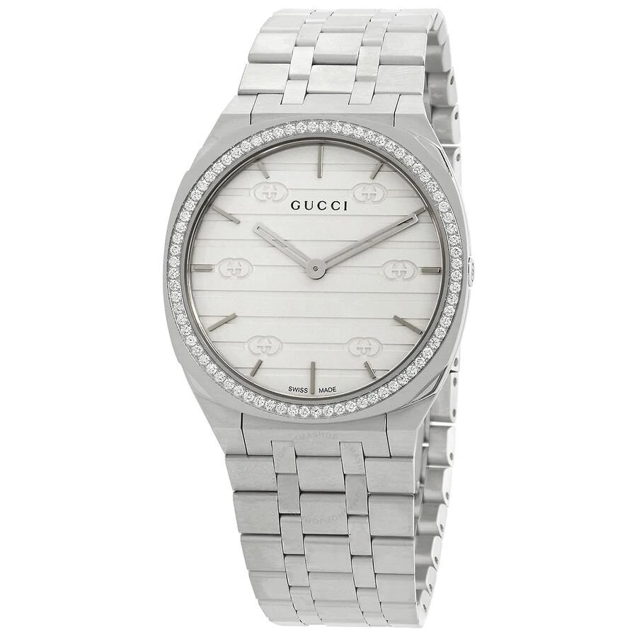 商品Gucci|Quartz Diamond White Dial Ladies Watch YA163401,价格¥18787,第1张图片