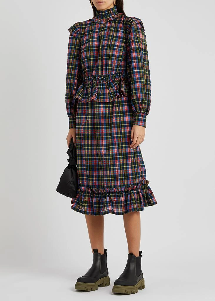 商品Ganni|Checked seersucker midi dress,价格¥798,第4张图片详细描述