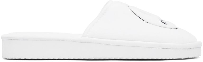 SSENSE Exclusive White Painted Mascot Slippers商品第1张图片规格展示