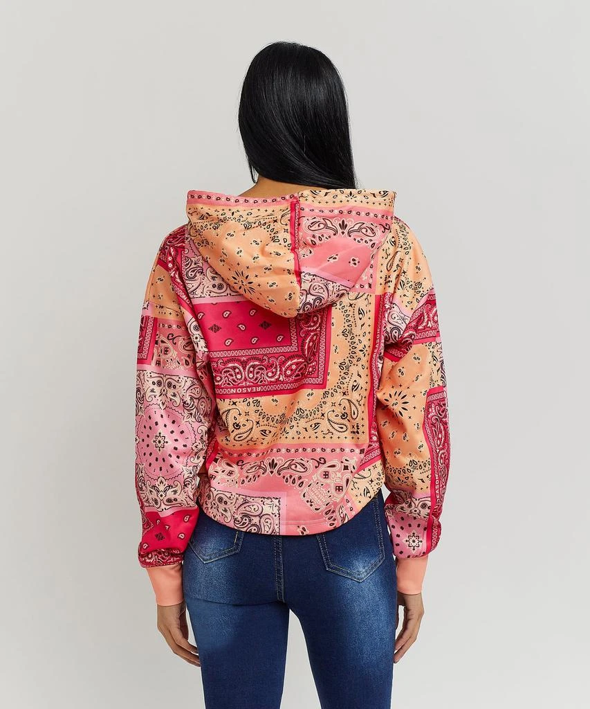 商品Reason Clothing|Womens Paisley Raw Edge Crop Hoodie,价格¥119,第3张图片详细描述
