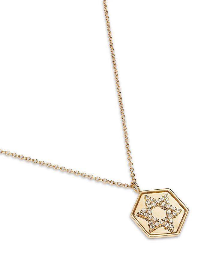 商品Moon & Meadow|14K Yellow Gold White Topaz Star of David Disc Pendant Necklace, 16-18",价格¥4149,第3张图片详细描述