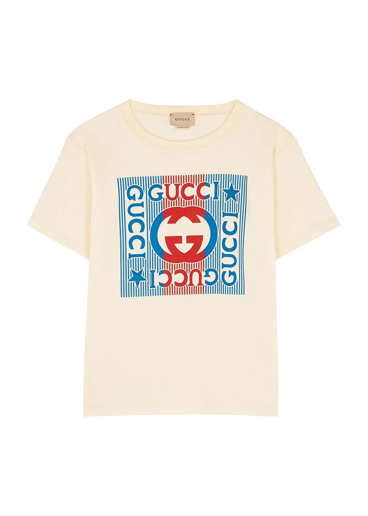 商品Gucci|KIDS Cream logo-print cotton T-shirt,价格¥1635,第1张图片