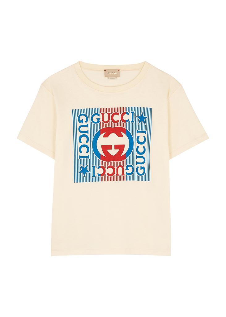 商品Gucci|KIDS Cream logo-print cotton T-shirt,价格¥1215,第1张图片