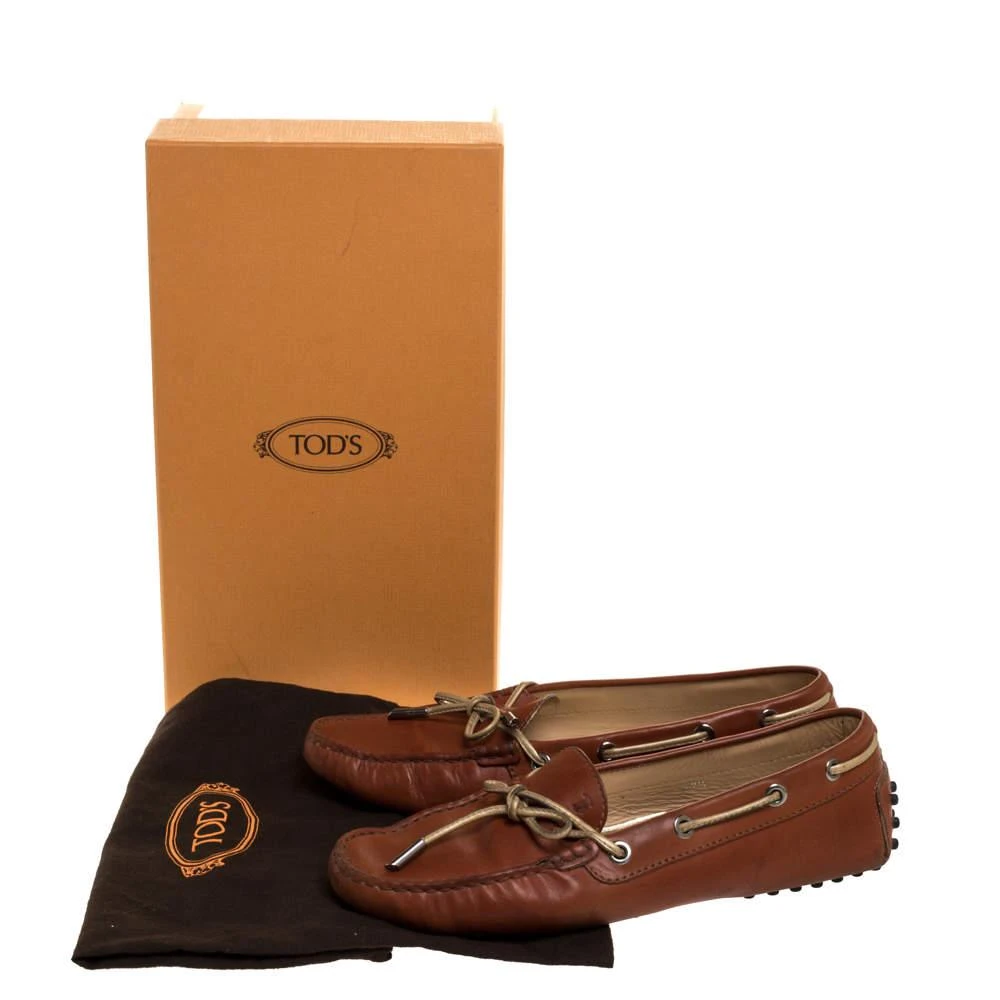 Tod's Brown Leather Bow Slip On Loafers Size 37.5 商品