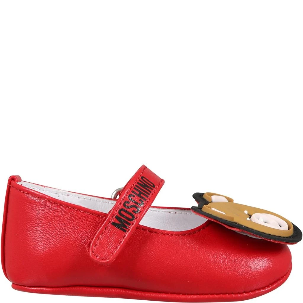 商品Moschino|Moschino Red Ballet Flats For Baby Girl With Teddy Bear And Logo,价格¥1021,第2张图片详细描述