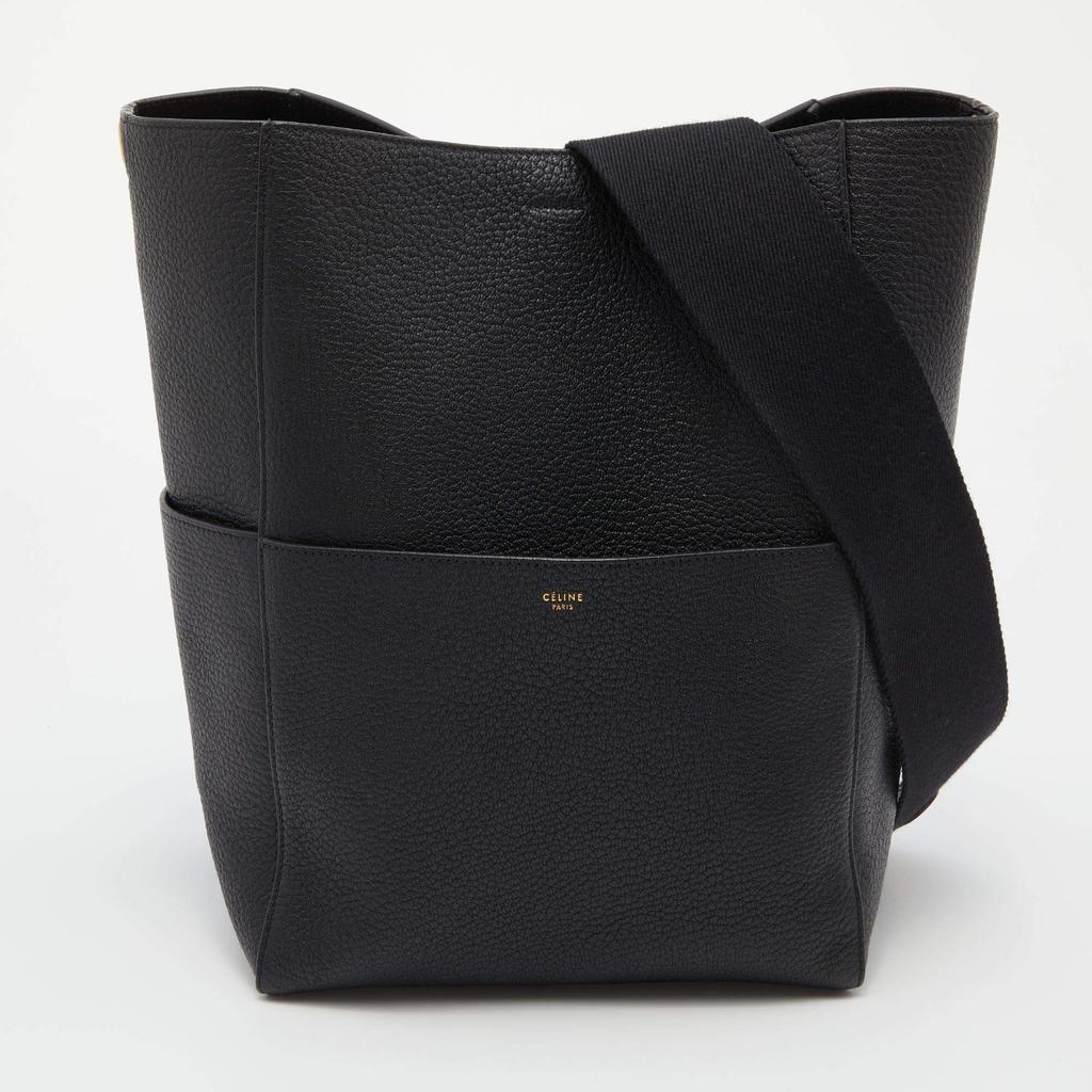 Celine Black Grained Leather Seau Sangle Bucket Bag商品第1张图片规格展示