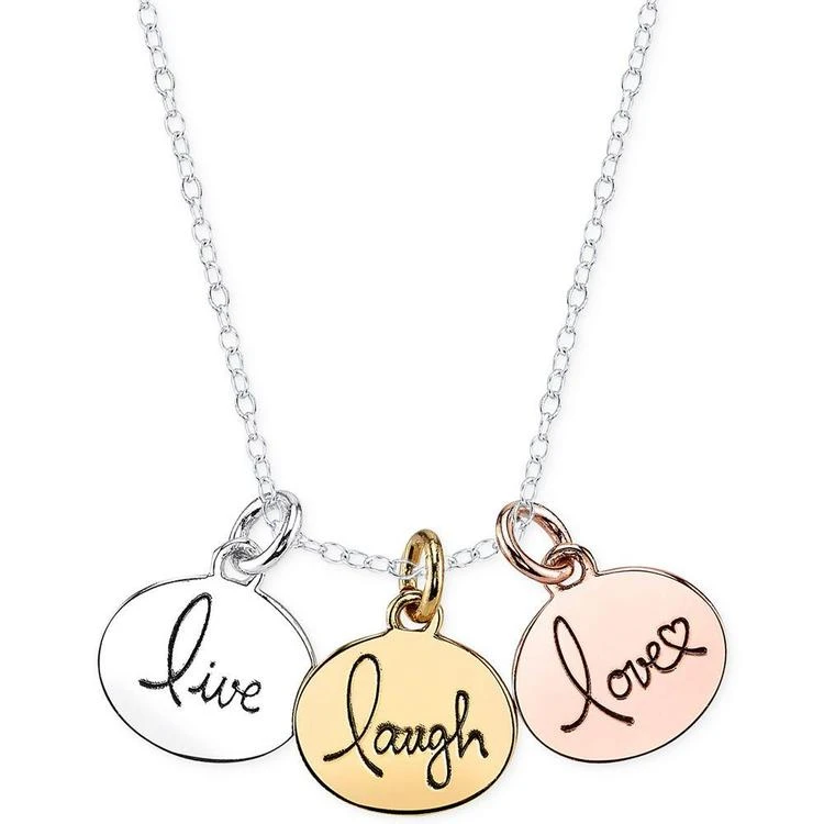 商品Unwritten|Tri-Tone Live, Laugh, Love Pendant Necklace in Sterling Silver,价格¥135,第2张图片详细描述