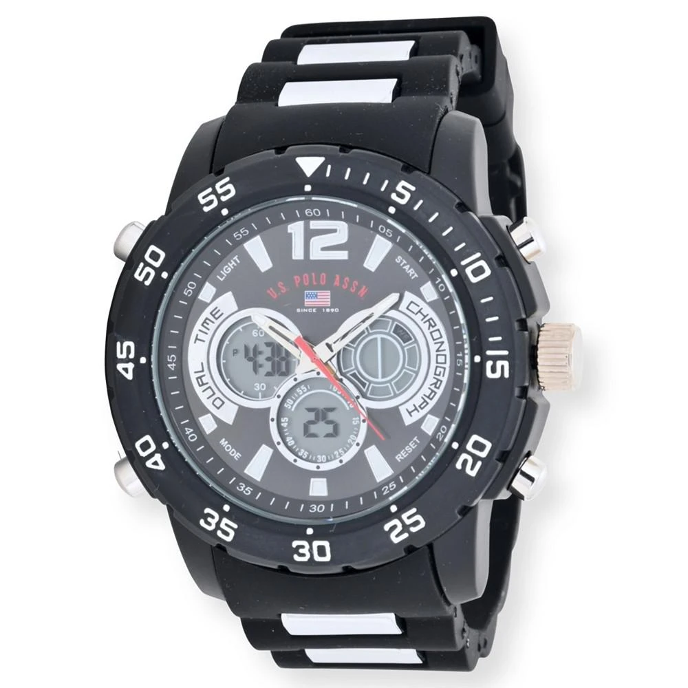 商品U.S. POLO ASSN.|U.S. Polo Association Men's Black and Silver Strap Watch,价格¥451,第1张图片