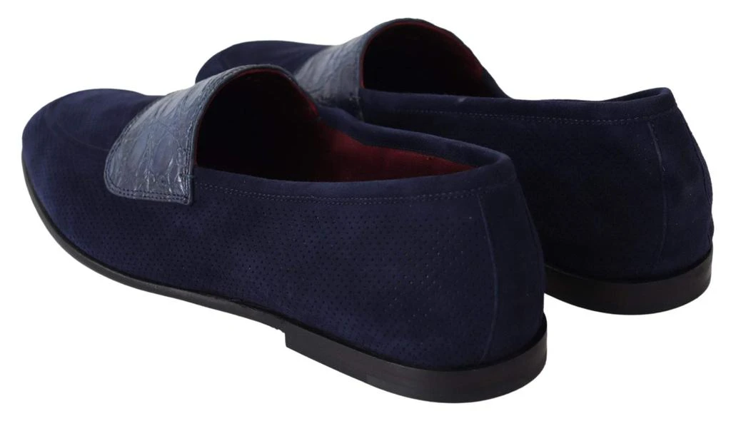 Dolce & Gabbana Blue Suede Caiman Loafers Slippers Shoes 商品